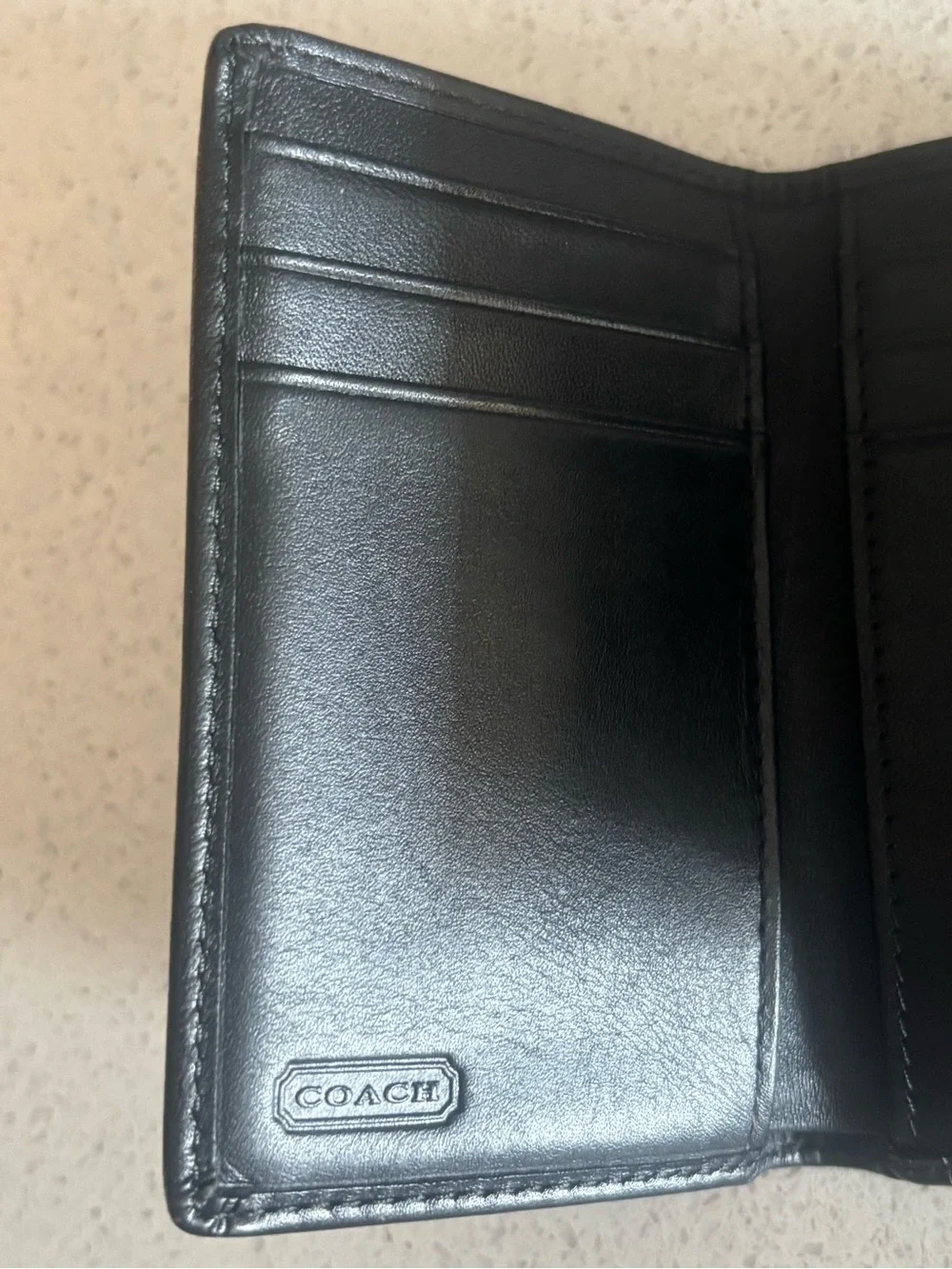 Coach Black Signature Jacquard Trifold Wallet